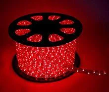 Фото шнур светодиодный дюралайт свечение с динамикой 3w 220в 3.4вт/м d13мм (уп.100м) ip44 красн. космос koc-dl-3w13-r