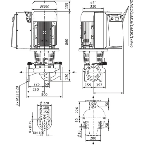 Фото насос ин-лайн с сухим ротором il-e 100/165-22/2 pn16 3х400в/50 гц с датчиком перепада давления wilo 2153682  фото 2