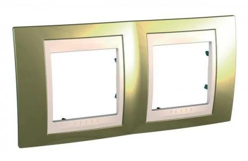 Фото рамка 2-м unica золото беж. вставка sche mgu66.004.504 Schneider Electric