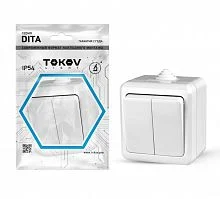 Фото выключатель 2-кл. оп dita ip54 10а 250в бел. tokov light tkl-dt-v2-c01-ip54