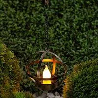 Фото светильник садовый erasfm-02 лофт 28см подвесной на цепи солнечная батарея металл эра б0044846