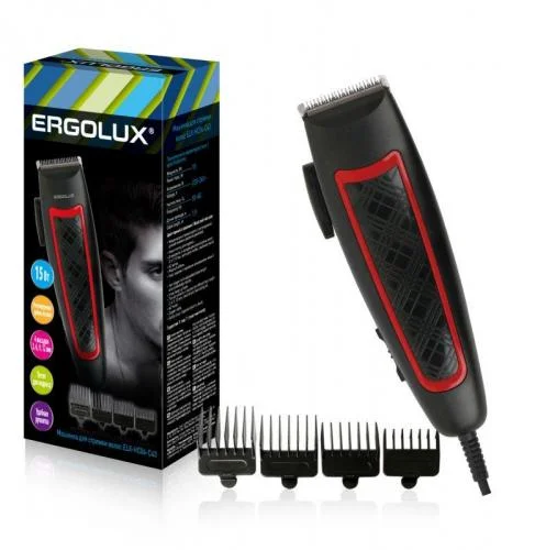 Фото машинка для стрижки волос elx-hc04-c43 черн. с красн. 15вт 220-240в ergolux 14395 Ergolux