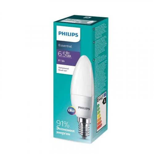 Фото лампа светодиодная essled candle 6.5-75вт e14 840 b35nd rca philips 929001886607 / 871869681687500 PHILIPS