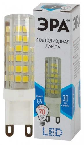 Фото лампа светодиодная jcd-7w-220v-corn ceramics-840-g9 560лм эра б0027866 Эра