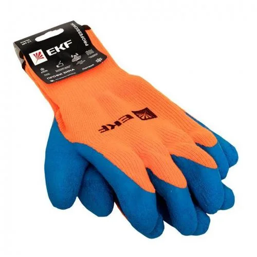 Фото перчатки рабочие профи зима с рельефным латексным покрытием утепленные (10 класс 9 разм) professional ekf pe10lt-9-pro EKF фото 4
