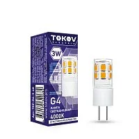 Фото лампа светодиодная 3вт capsule 4000к g4 220-240в tokov electric tke-g4-3-4k