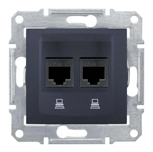 Фото розетка компьютерная 2-м сп sedna rj45 cat.6 графит sche sdn4800170 Schneider Electric