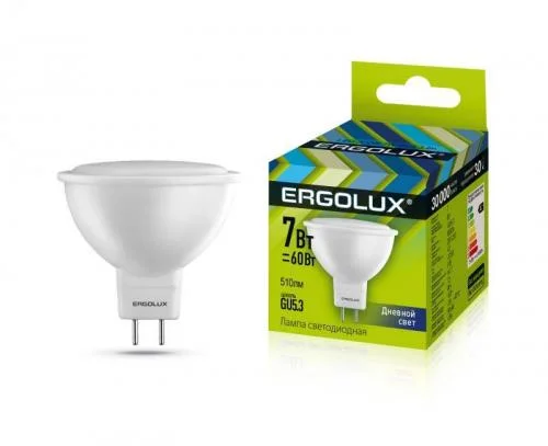 Фото лампа светодиодная led-jcdr-7w-gu5.3-6500k jcdr 172-265в ergolux 12881 Ergolux