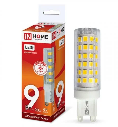 Фото лампа светодиодная led-jcd-vc 9вт 230в g9 4000к 810лм in home 4690612019932 IN HOME