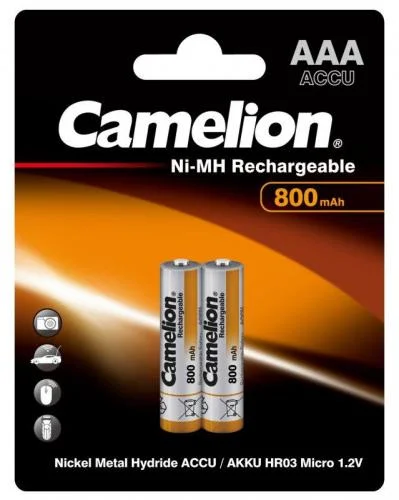 Фото аккумулятор r03 ni-mn 800ма.ч bp-2 (блист.2шт) camelion 3674 Camelion