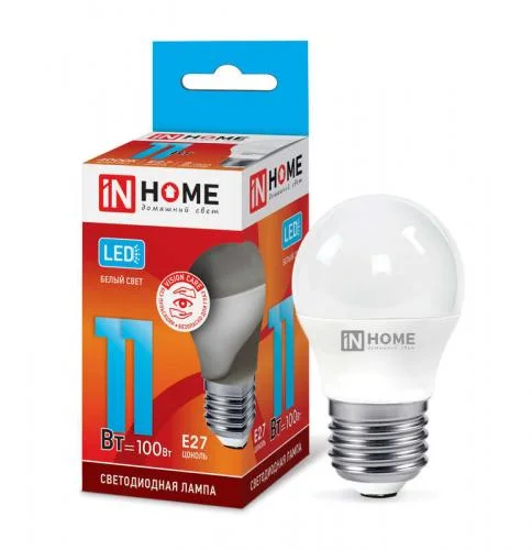 Фото лампа светодиодная led-шар-vc 11вт 230в e27 4000к 990лм in home 4690612020617 IN HOME