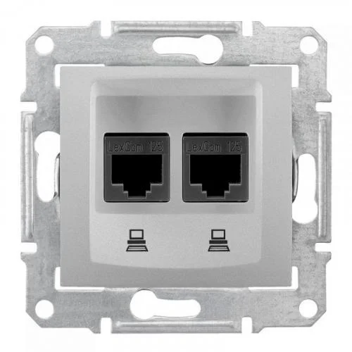 Фото механизм розетки комп. 1-м сп sedna rj45 + rj45 алюм. sche sdn4400160 Schneider Electric