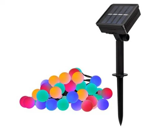 Фото светильник светодиодный slr-g07-30m садовый; гирлянда матов. шарики мультицвет солнечная батарея фаzа 5040847 ФАZА