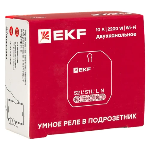 Фото умное реле в подрозетник 2-канальное wi-fi ekf connect EKF фото 9