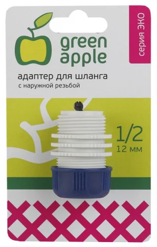 Фото адаптер для шланга 12мм (1/2) с наружной резьбой пластик (50/200/2400) green apple б0017775 Green Apple