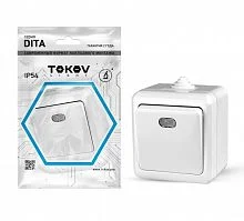 Фото выключатель 1-кл. оп dita ip54 10а 250в с индикацией бел. tokov light tkl-dt-v1i-c01-ip54