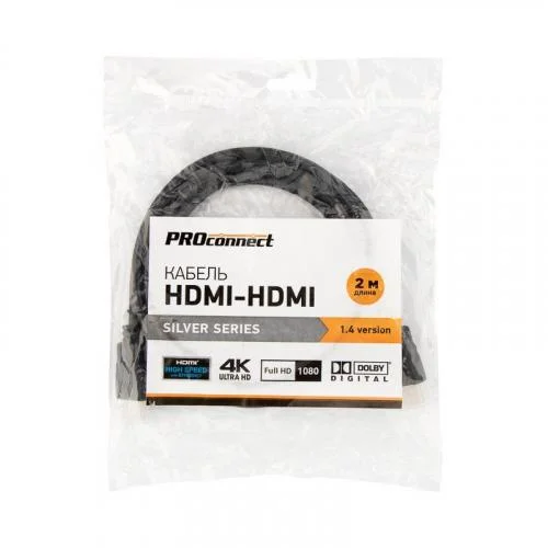 Фото кабель hdmi - hdmi 1.4 2м silver proconnect 17-6204-8 PROCONNECT