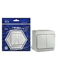 Фото выключатель 2-кл. оп nix 10а ip54 250в сер. tokov electric tke-nx-v2-c06-ip54