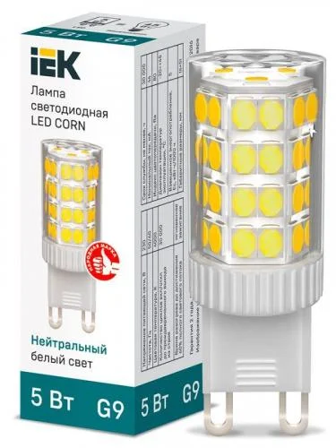 Фото лампа светодиодная corn 5вт капсула 4000к g9 230в керамика iek lle-corn-5-230-40-g9 IEK