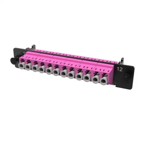 Фото планка адаптерная с установленными 6xlc duplex адаптерами (aligned key)(цвет адаптера - пурпурный) om4 1/2 hu dkc rnap6lhu4 DKC