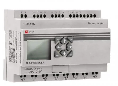 Фото реле программируемое 20 входов/выходов с дисплеем 230в pro-relay proxima ekf ilr-20dr-230a EKF