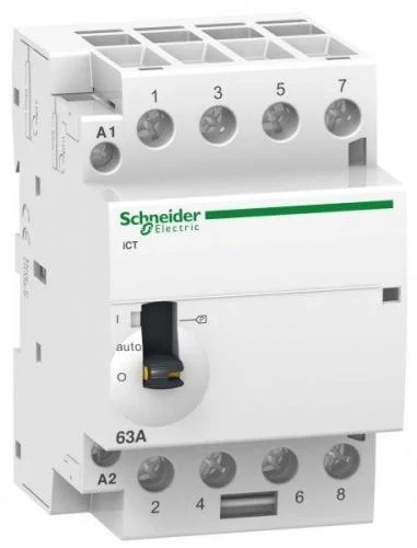 Фото контактор модульный acti9 ict63a 4н с ручн. управлением sche a9c21864 Schneider Electric