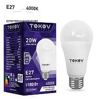 Фото лампа светодиодная 20вт а60 4000к е27 176-264в tokov electric tke-a60-e27-20-4k