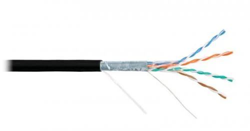Фото кабель f/utp 4 пары кат.5e (класс d) тест по iso/iec 100мгц ож bc (чистая медь) 24awg (0.5мм) внутр./внеш. lszh -40с нг(а)-hfltx черн. (уп.305м) nikolan nkl 4200c-bk NIKOLAN