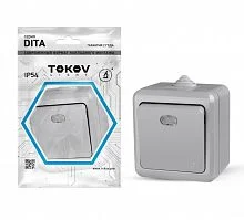 Фото выключатель 1-кл. оп dita ip54 10а 250в с индикацией сер. tokov light tkl-dt-v1i-c06-ip54