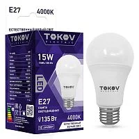 Фото лампа светодиодная 15вт а60 4000к е27 176-264в tokov electric tke-a60-e27-15-4k