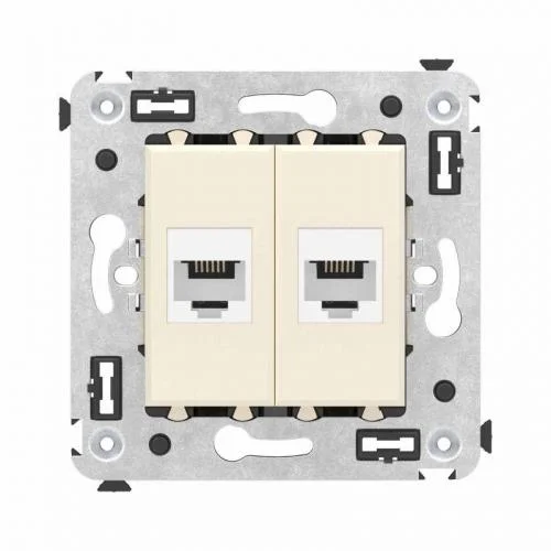 Фото механизм розетки телефонной 2-м сп avanti "ванильная дымка" rj12 dkc 4405614 DKC