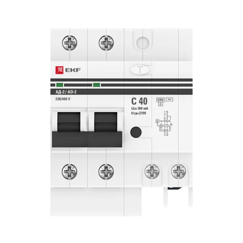 Фото дифференциальный автомат ад-2 40а/300ма (хар. c, ac, электронный) 6ка ekf proxima EKF фото 2