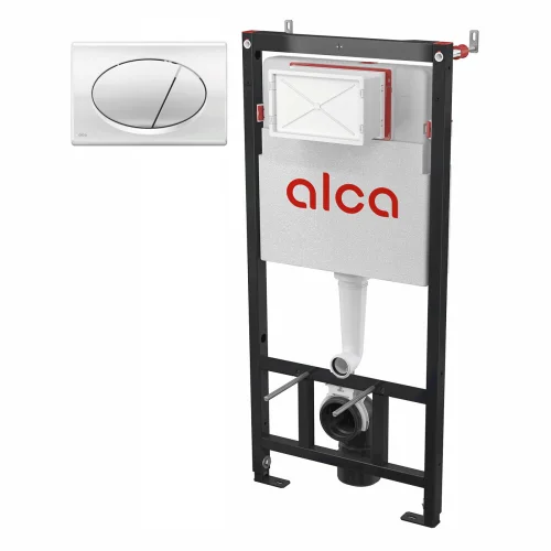 Фото инсталляция для подвесного унитаза с кнопкой смыва хром глянцевая m71 alca plast am101/1120-3:1 ru m71-0001 Alca Plast