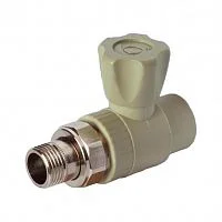 Фото клапан (вентиль) pp-r запорный серый нр дн 20х1/2" ру25 прямой для радиатора rtp (ростурпласт) 15820
