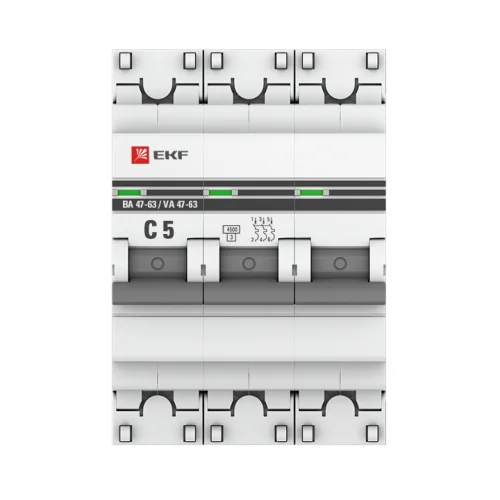 Фото автоматический выключатель 3p 5а (c) 4,5ka ва 47-63 ekf proxima EKF фото 3