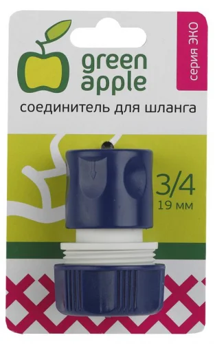 Фото соединитель-коннектор для шланга 19мм (3/4) пластик (50/200/2400) green apple б0017770 Green Apple