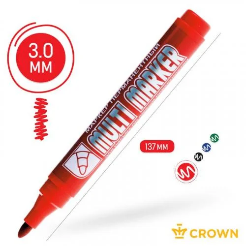 Фото маркер перманентный "multi marker" пулевидный 3мм крас. crown б0048241 Crown фото 2