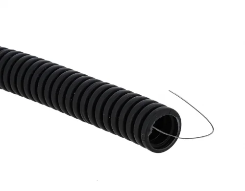 Фото труба гофрированная пвх d16мм с протяжкой черн. (уп.100м) plast ekf tg-z-16-100-black EKF