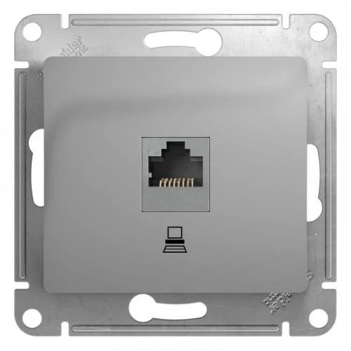 Фото механизм розетки комп. 1-м сп glossa rj45 cat.5e алюм. sche gsl000381k Systeme Electric