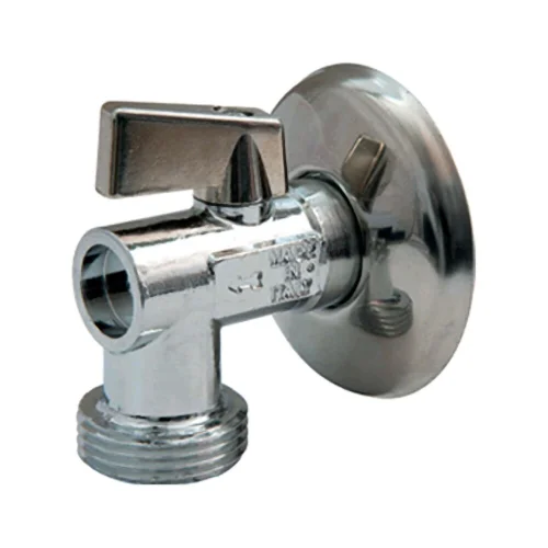 Фото кран шаровой латунный бытовой хром угловой r614 g1/2"х3/4" ру10 нр переходной флажок с отражателем giacomini r614x004 Giacomini