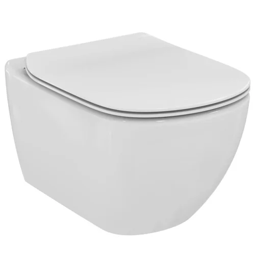 Фото унитаз подвесной горизонтальный выпуск с сиденьем дюропласт микролифт белый tesi aquablade ideal standard t354601 Ideal Standard