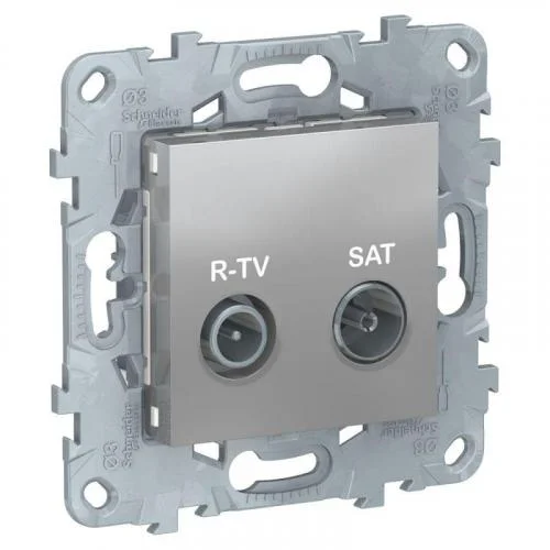 Фото механизм розетки r-tv/sat unica new проходная алюм. sche nu545630 Schneider Electric