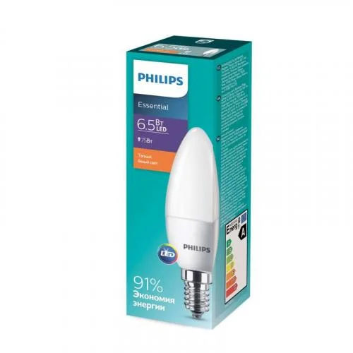 Фото лампа светодиодная essled candle 6.5-75вт e14 827 b35nd rca philips 929001886507 / 871869681685100 PHILIPS