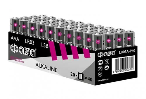 Фото элемент питания щелочной lr03 alkaline pack-40 (уп.40шт) фаzа 5023024 ФАZА