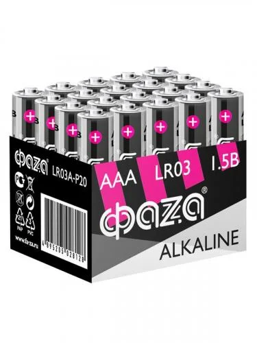 Фото элемент питания алкалиновый lr03 alkaline pack-20 (уп.20шт) фаzа 5028128 ФАZА
