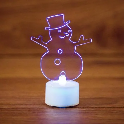 Фото фигура светодиодная "снеговик в шляпе" на подставке (батарейки 3хag13(lr44) в компл.) 10см 1led ip20 4.5в rgb neon-night 501-043 Neon-Night