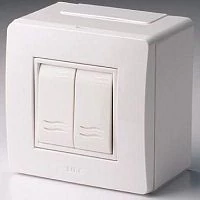 Фото коробка с выключателем 2-кл. 2мод. оп brava 10а ip20 pdd-n60 бел. dkc 10001
