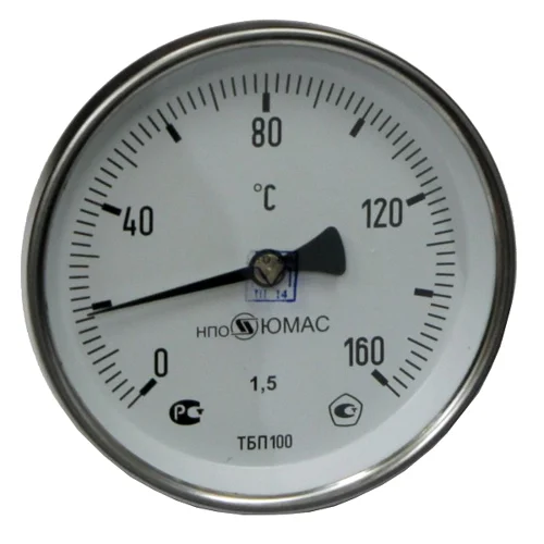 Фото термометр биметаллический осевой дк63 160с l=50мм g1/2" тбп-т нпо юмас НПО ЮМАС