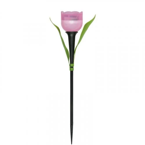 Фото светильник садовый usl-c-451/pt305 "розовый тюльпан" pink tulip ip44 солнечная батарея uniel ul-00004276 Uniel