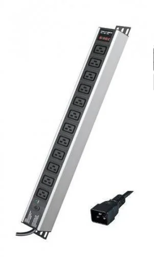 Фото блок распределения питанияя вертикальный для 19дюйм шкафов 16а 12хс19 индикатор питания тока защита от перегрузки вх. dkc r5v12piopcdc19 